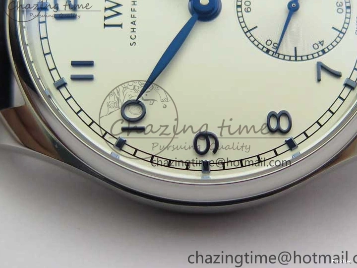 MIROTIME 0411 Packable Portuguese IW358304 ZF 1:1 Best Edition SS White Dial Blue Markers on Leather Strap A 7079